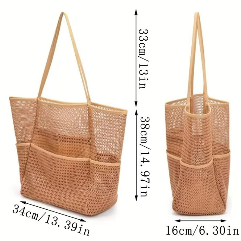 Summer Beach Bag Mesh Large Capacity Tote Bag Men And Women Go Out Handbag Portable Washing Swimming Clothes Storage Bag