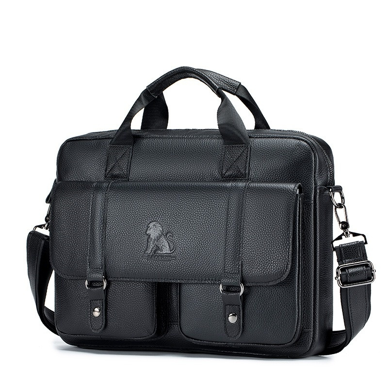 Men's Cowhide Briefcases Genuine Leather Business Handbag Large Capacity Casual Shoulder Bag Vintage Tote Bags Laptop Bag