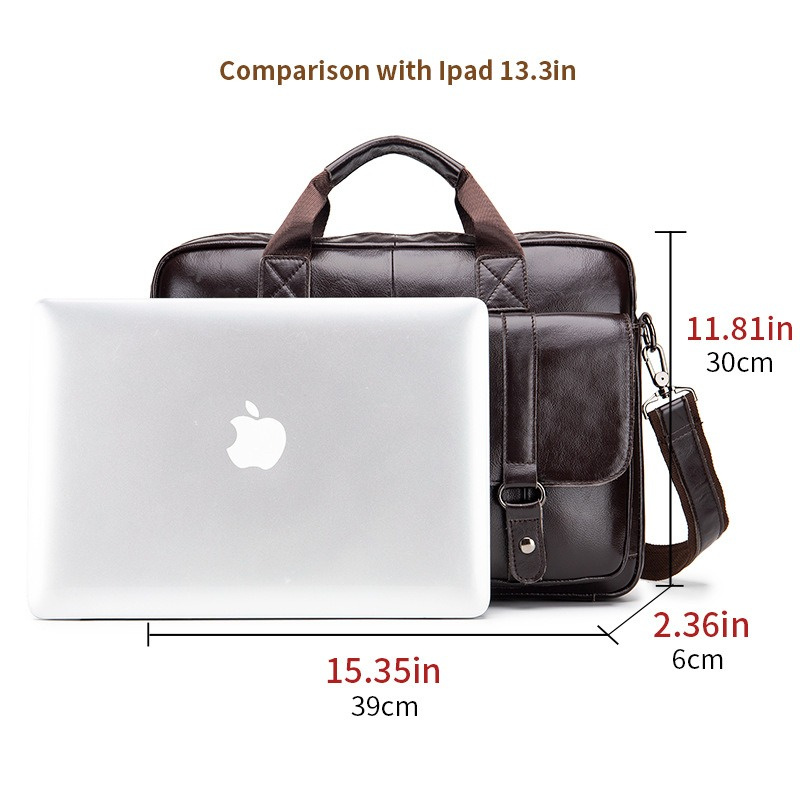 Men's Cowhide Briefcases Genuine Leather Business Handbag Large Capacity Casual Shoulder Bag Vintage Tote Bags Laptop Bag