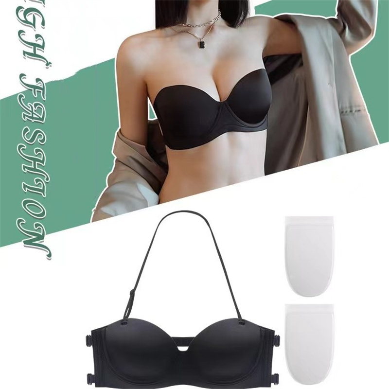 Invisible Strapless Bra Women Magic Push Up Gathered Bra Women's Bras Underwired Back Band Dress Wedding Backless Invisible Bras