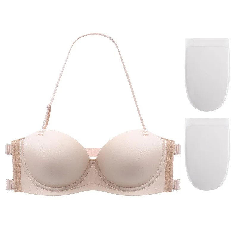 Invisible Strapless Bra Women Magic Push Up Gathered Bra Women's Bras Underwired Back Band Dress Wedding Backless Invisible Bras