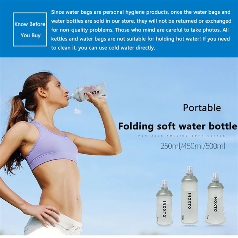250ml/450ml/500ml Outdoor Running Sport PEVA Water Bottle Mountain Biking Water Bladder Soft Water Bottle Kettle Hydration Pack