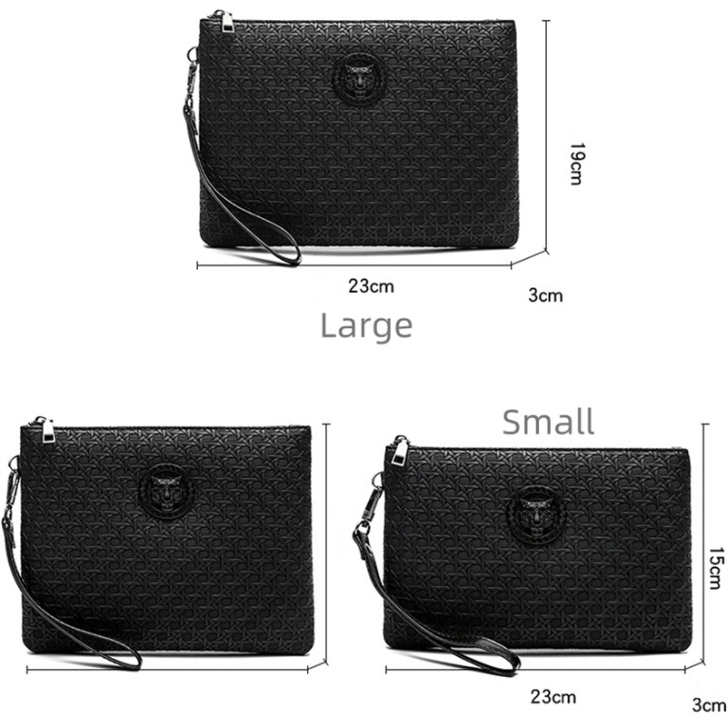 Luxury Business Clutch Bag Solid Color Woven Men's Handbag Purse Large Capacity Envelope Wallet Card Bags Casual Underarm Bag