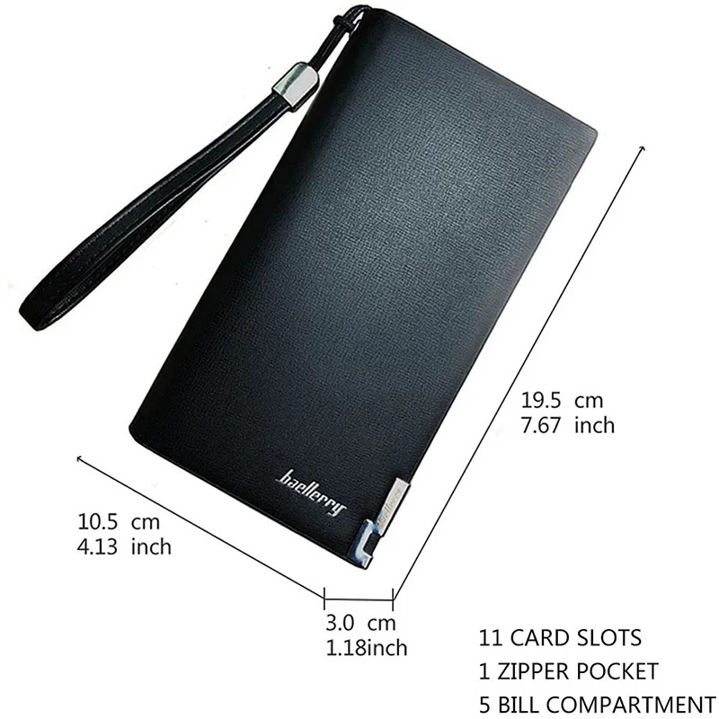 Men Long Wallets Large Capacity Zipper Handbag Card Holder Male Business Purse Coin Pocket Luxury Brand Clutch Wallet