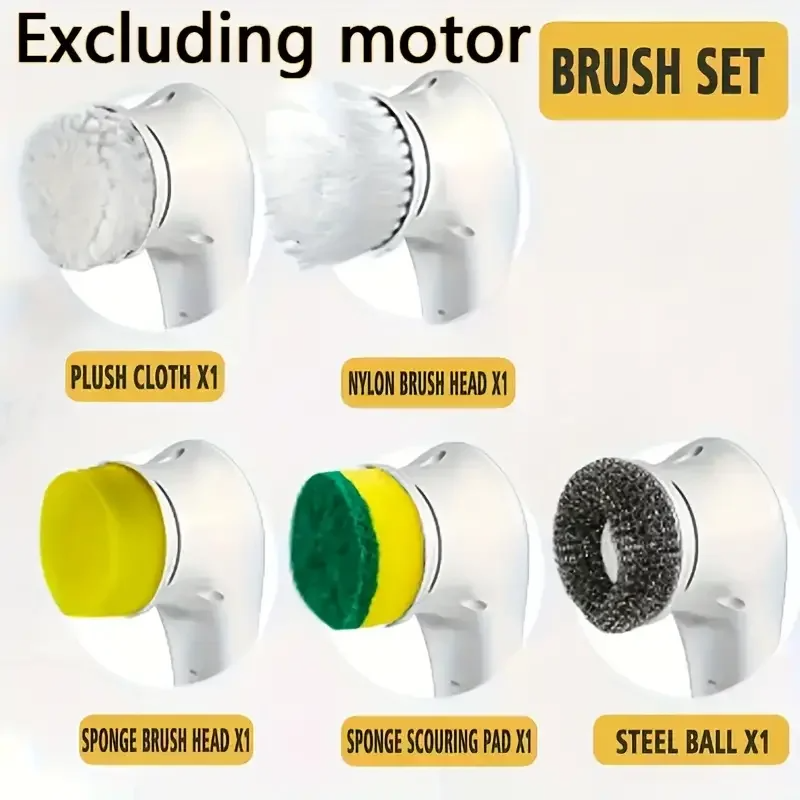 Electric Spin Cleaning Brush with 5pcs Heads Cordless Portable Scrub Brush Handheld Scrubber Suitable for Bathroom Kitchen Tool