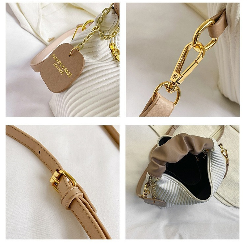 Women Shoulder Bag PU Leather Pleated Cloud Handbag Fashion Casual Simple Elegant Temperament Crossbody Bags Girls Tote Purse