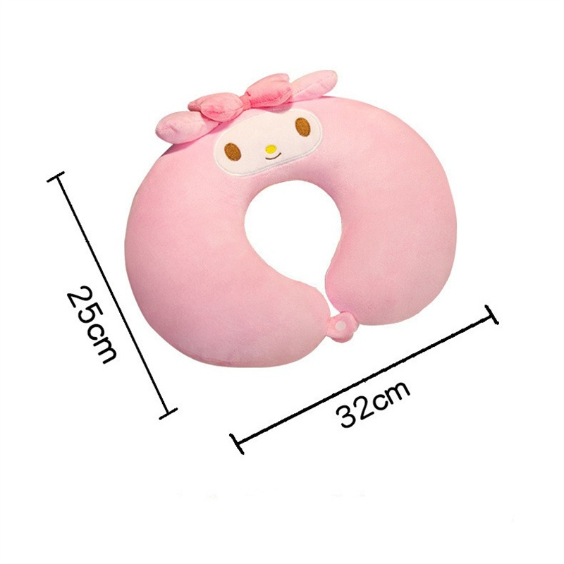 Cute Cartoon U-Shaped Pillow PP Cotton Crystal Velvet Embroidery U Shaped Pillows Car Neck Pillow Office Nap Pillow