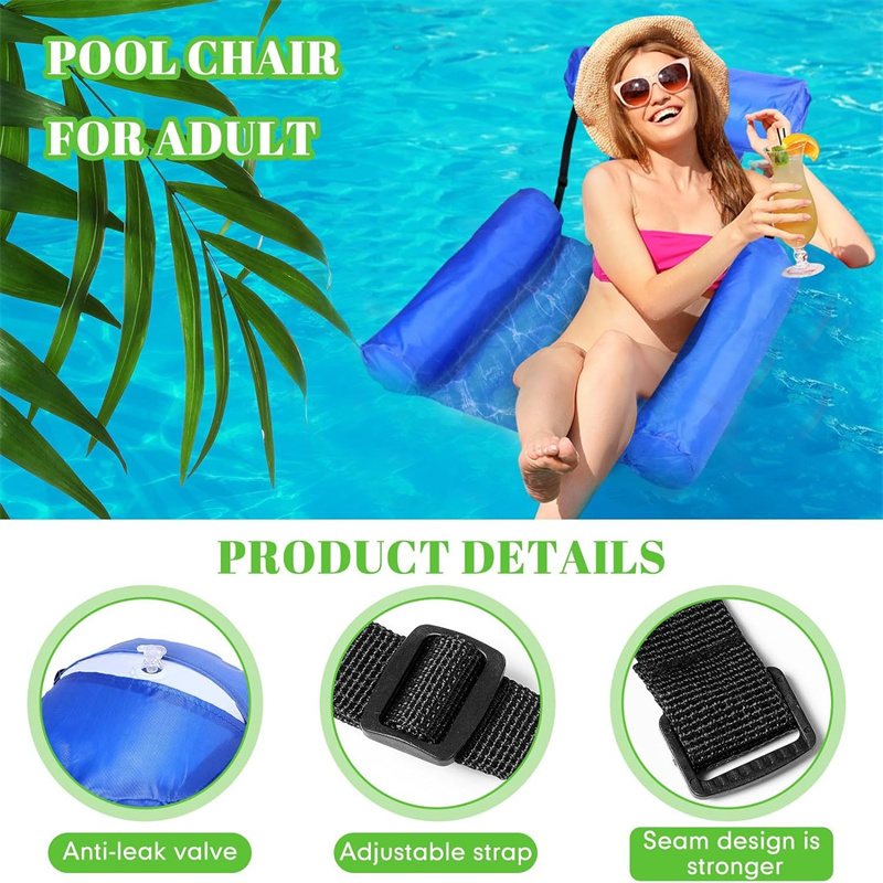 PVC Summer Inflatable Foldable Floating Row Swimming Pool Water Hammock Air Mattresses Bed Beach Water Sports Lounger Chair