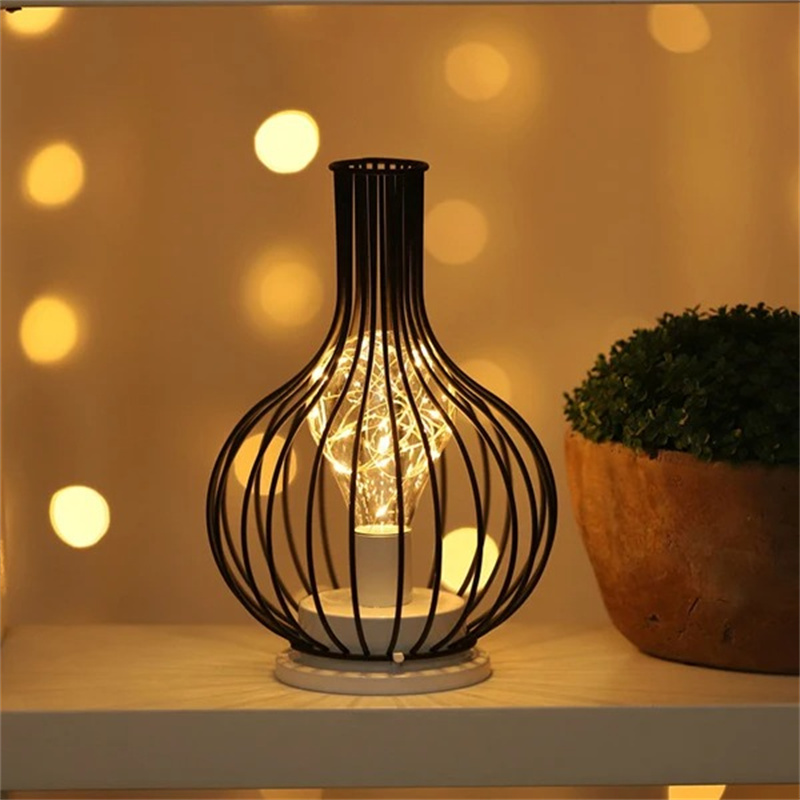 New Led Night Light Decoration Lamp Wine Glass Bottle Vase Table Lights Iron Nordic Style 4.5V Copper Wire Nightlight For Home