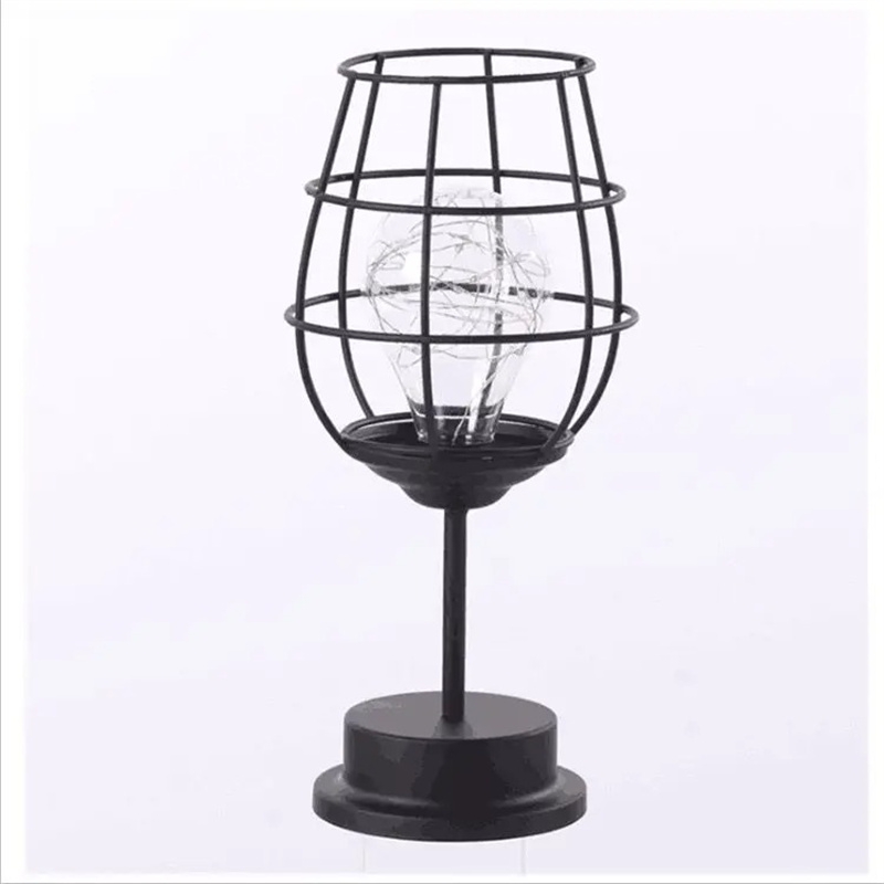 New Led Night Light Decoration Lamp Wine Glass Bottle Vase Table Lights Iron Nordic Style 4.5V Copper Wire Nightlight For Home