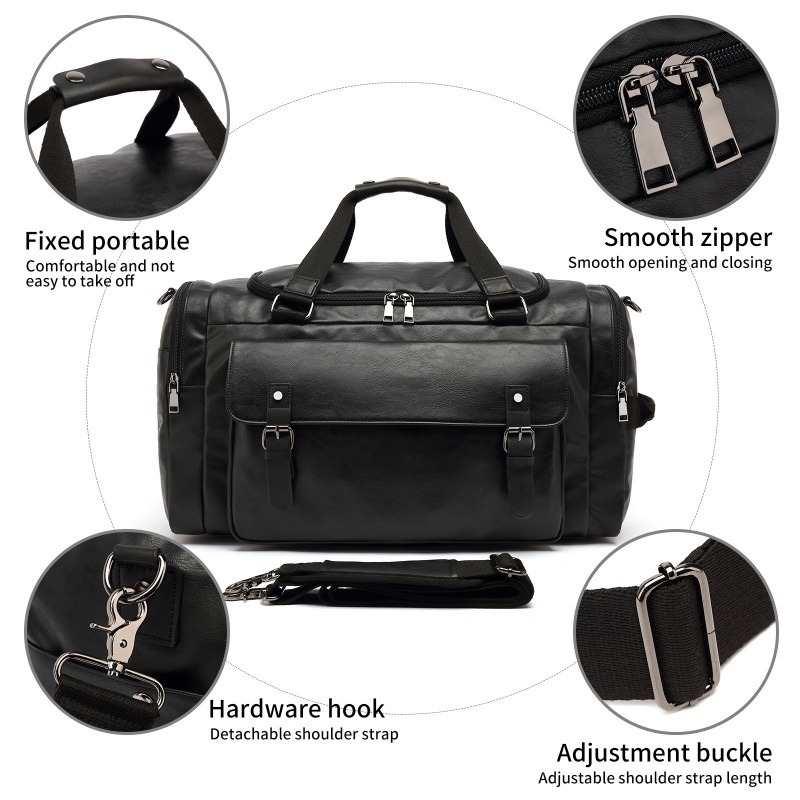 Fashion Men Women Leather Travel Bag Soft Leather Carry Hand Luggage Bags Duffle Bag Fitness Shoulder Bag Weekend Bag
