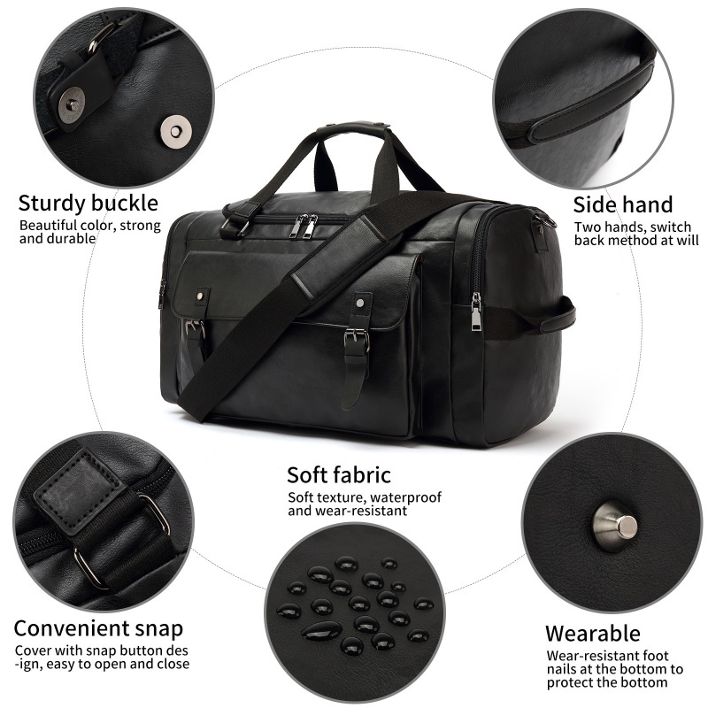 Fashion Men Women Leather Travel Bag Soft Leather Carry Hand Luggage Bags Duffle Bag Fitness Shoulder Bag Weekend Bag