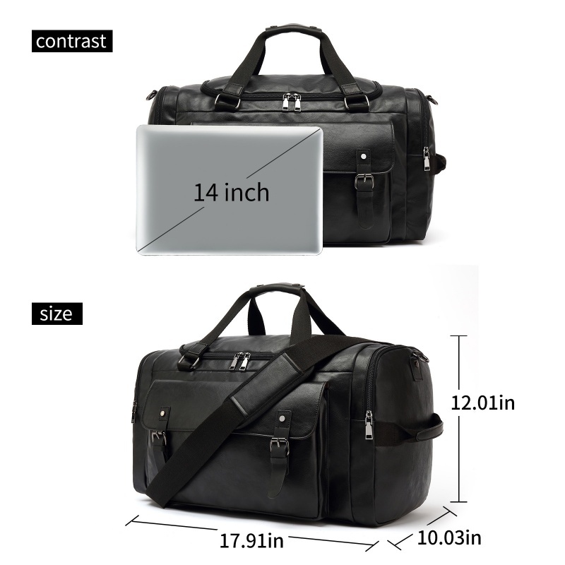Fashion Men Women Leather Travel Bag Soft Leather Carry Hand Luggage Bags Duffle Bag Fitness Shoulder Bag Weekend Bag