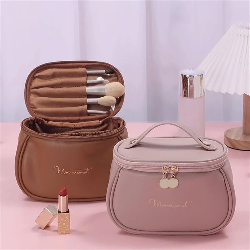 PU Leather Makeup Bag Portable Women Makeup Case Waterproof Multifunctional Toiletry Organizer Storage Bag Travel Cosmetic Bag