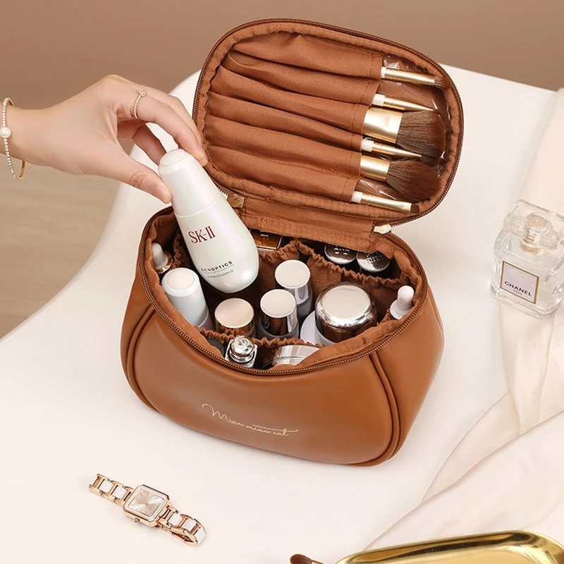 PU Leather Makeup Bag Portable Women Makeup Case Waterproof Multifunctional Toiletry Organizer Storage Bag Travel Cosmetic Bag