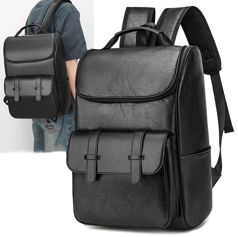 Luxury Business Men's Backpack Large Capacity PU Leather Travel Backpacks Casual Student School Bag Waterproof Man Laptop Bag