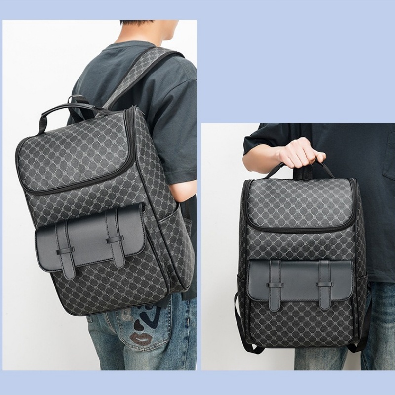 Luxury Business Men's Backpack Large Capacity PU Leather Travel Backpacks Casual Student School Bag Waterproof Man Laptop Bag