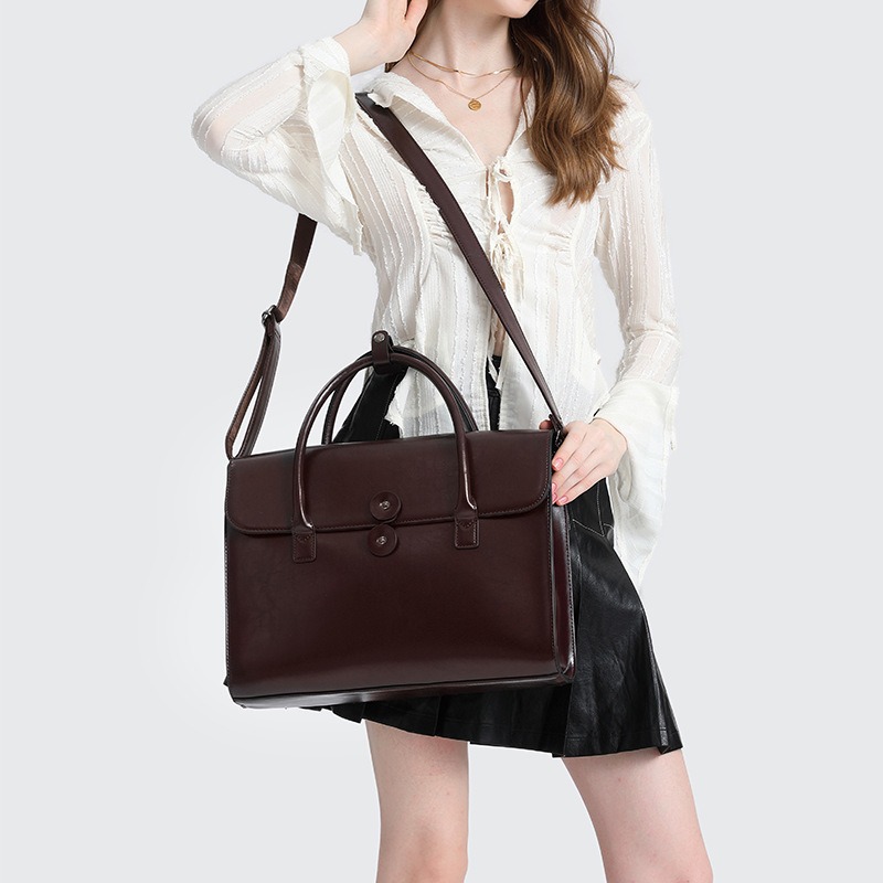 Cowhide Women's Handbag Fashion Luxury Business Laptop Bag Genuine Leather Women Crossbody Shoulder Bags Student Schoolbag