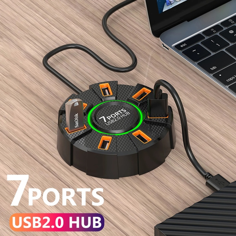 Universal USB 2.0 Hub Multi Splitter Adapter 5Gbps High Speed USB Splitter Power Adapter For PC Laptop 7 Ports Multiple Expander