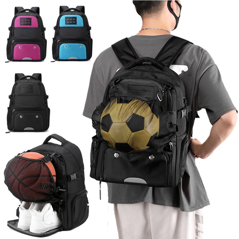Large Capacity Sports Basketball Backpack Multi Pockets Detachable Net Football Bag Oxford School Backpacks with Shoes Bag