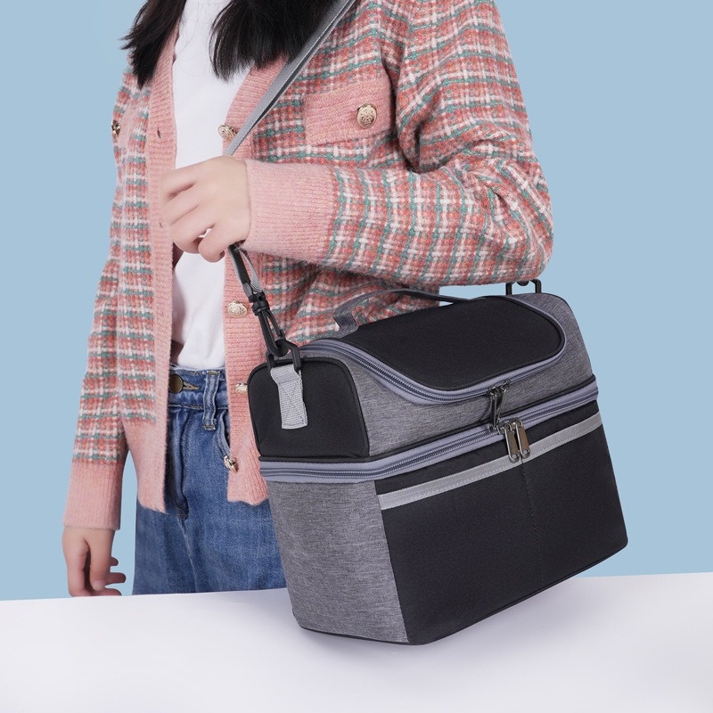 Portable Lunch Bag For Men Women Thermal Insulated Lunch Box Tote Cooler Handbag Waterproof Bento Pouch Office Food Shoulder Bag