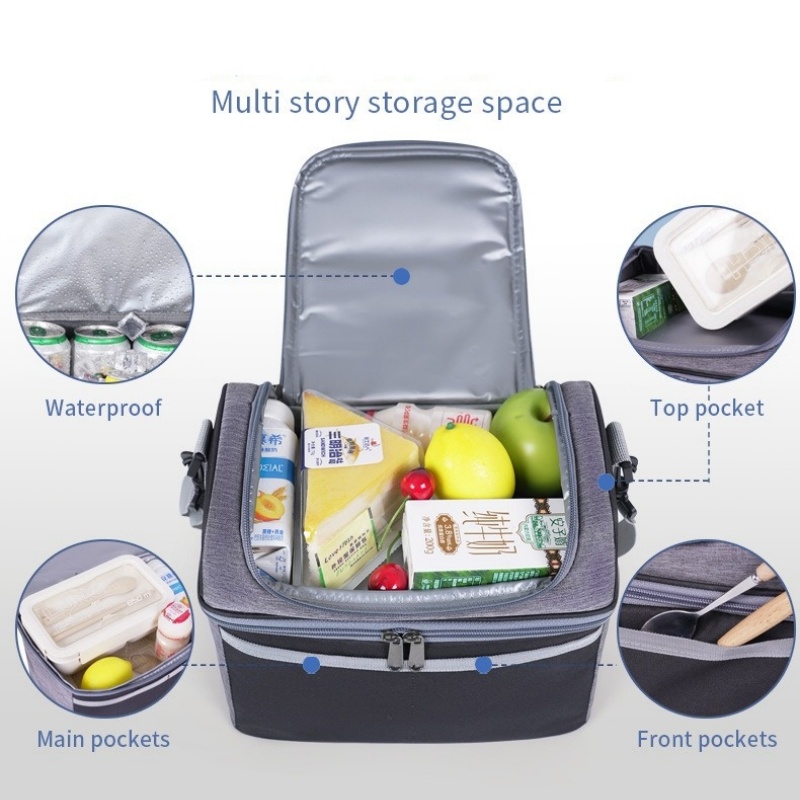 Portable Lunch Bag For Men Women Thermal Insulated Lunch Box Tote Cooler Handbag Waterproof Bento Pouch Office Food Shoulder Bag