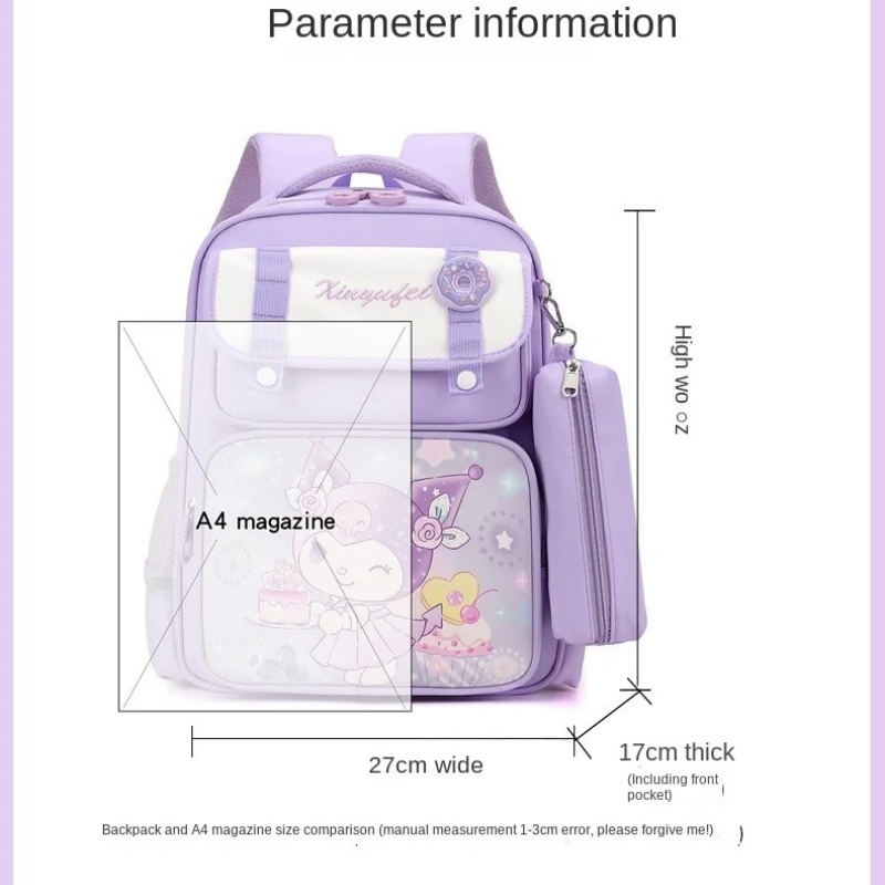 Sanrio Kuromi Melody Cinnamoroll Children Backpack Cute Schoolbag Student Cartoon Book Bag Large Capacity Shoulder Bag Gift