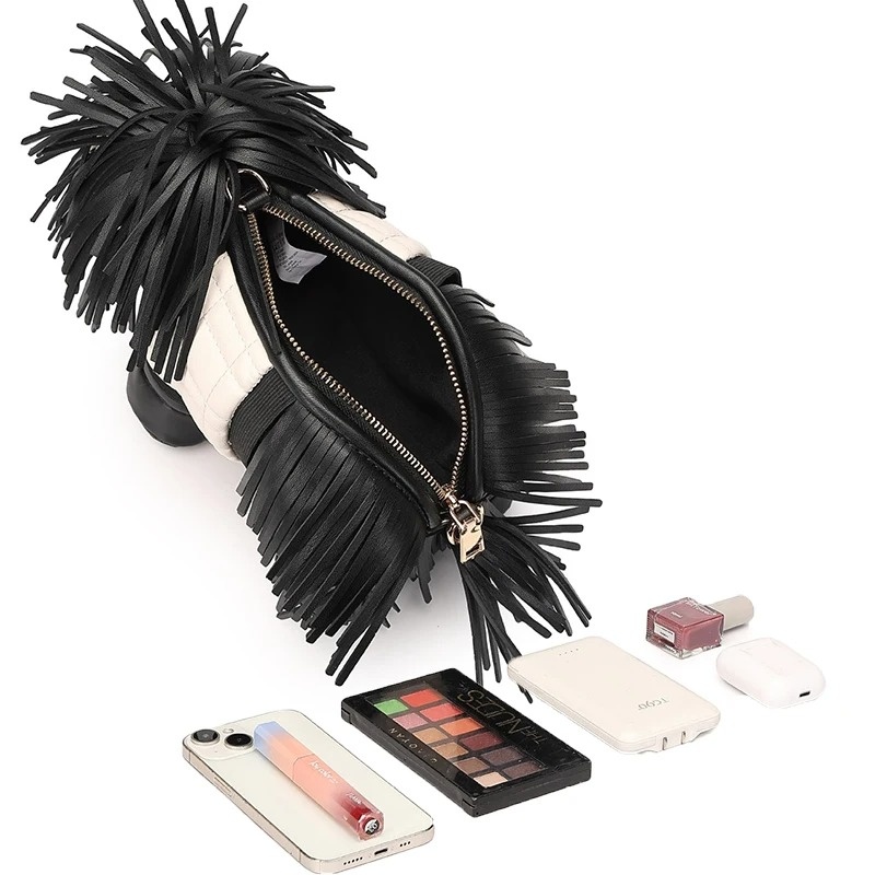 Funny Animals Bag For Women Cute Tassel Glasses Shepherd Dog Shoulder Bag Fashion Crossbody Bag Creative Personalized PU Handbag