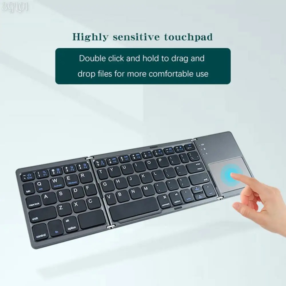 Mini Folding Keyboard Bluetooth Compatible Portable Wireless Keyboard with Touchpad Suitable for IOS Android Windows Phone Ipad