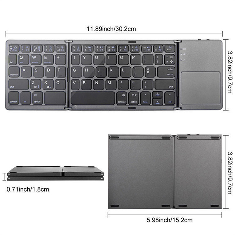 Mini Folding Keyboard Bluetooth Compatible Portable Wireless Keyboard with Touchpad Suitable for IOS Android Windows Phone Ipad