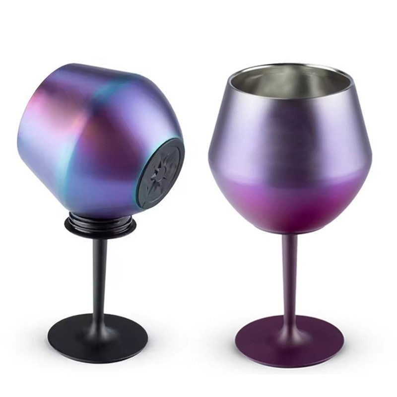 2 in 1 Cocktail Glass Detachable U-shaped Red Wine Glass Double-layer Goblet Cup 304 Stainless Steel Coffee Cup 420ml/14oz