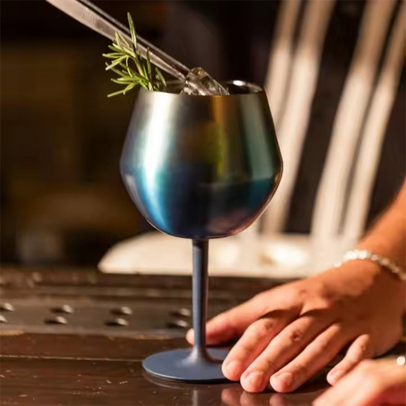 2 in 1 Cocktail Glass Detachable U-shaped Red Wine Glass Double-layer Goblet Cup 304 Stainless Steel Coffee Cup 420ml/14oz