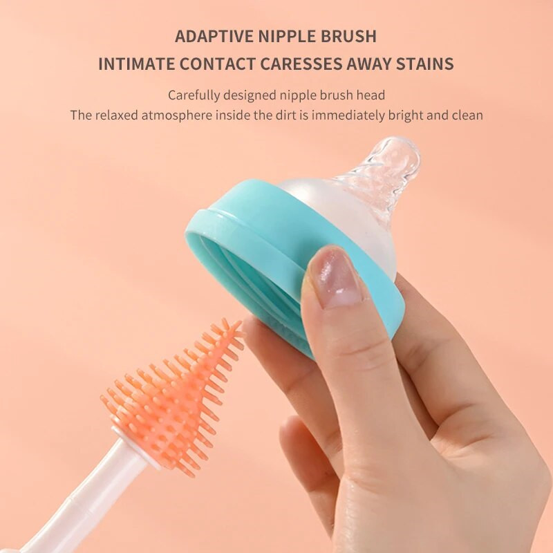 Baby Bottle Brush Set Multi-Functional Bottle Cleaning And Storage Set No Dead Angle Cleaning Set With Base Drain Drying Rack
