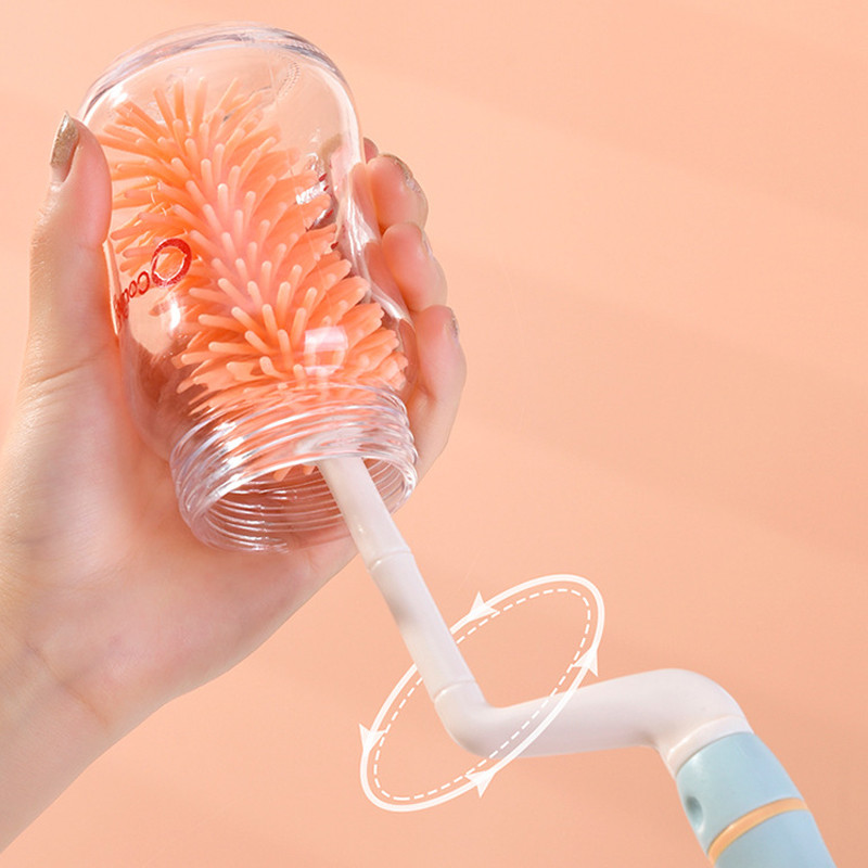 Baby Bottle Brush Set Multi-Functional Bottle Cleaning And Storage Set No Dead Angle Cleaning Set With Base Drain Drying Rack
