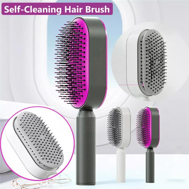 One-Key Quick Self Cleaning Hair Brush Women Massage Comb Air Cushion Brush Detangling Scalp Massage Combs Styling Tools