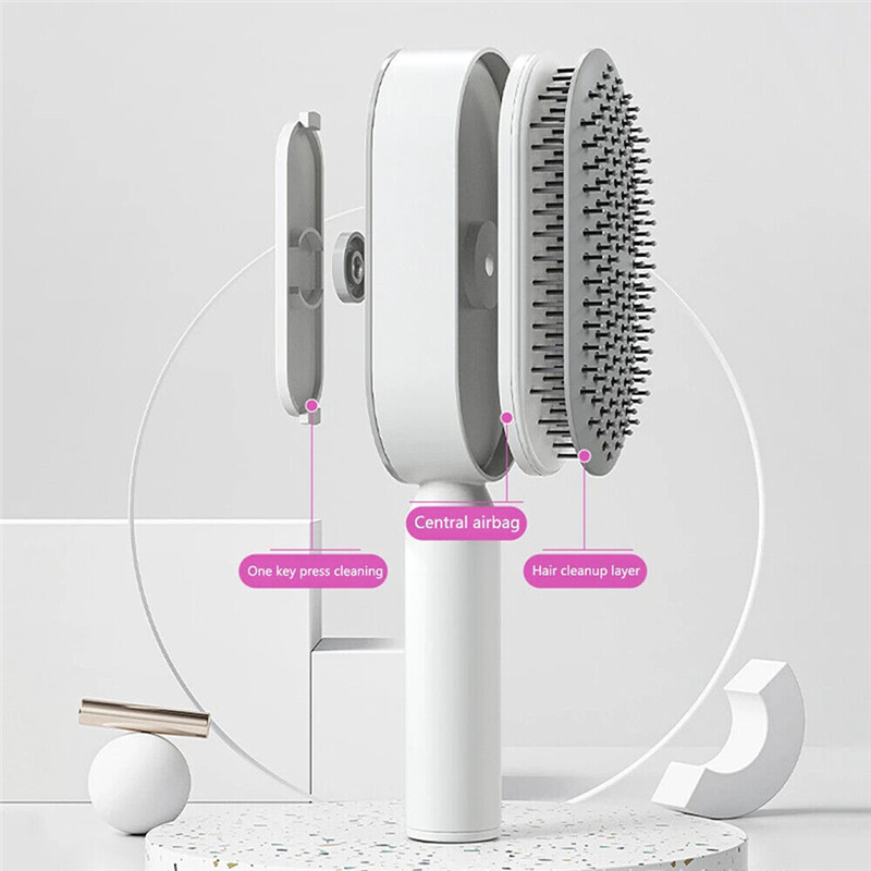 One-Key Quick Self Cleaning Hair Brush Women Massage Comb Air Cushion Brush Detangling Scalp Massage Combs Styling Tools