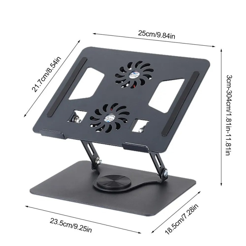 Aluminum Alloy 360 Degree Rotating Adjustable Laptop Holder Portable Laptop Lifter Stand Tablet Laptop Cooling Stand Dual Fans