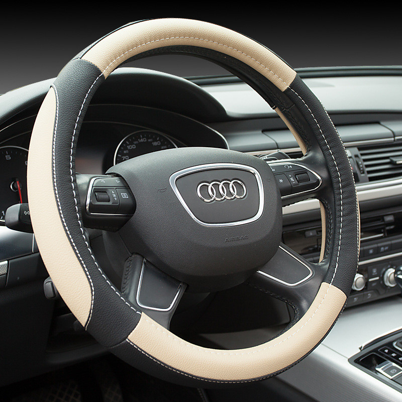 Universal 38cm Car Steering Wheel Cover Leather Car Steering Sleeve Car Accessories Auto Steering-wheel Covers Auto Upholstery