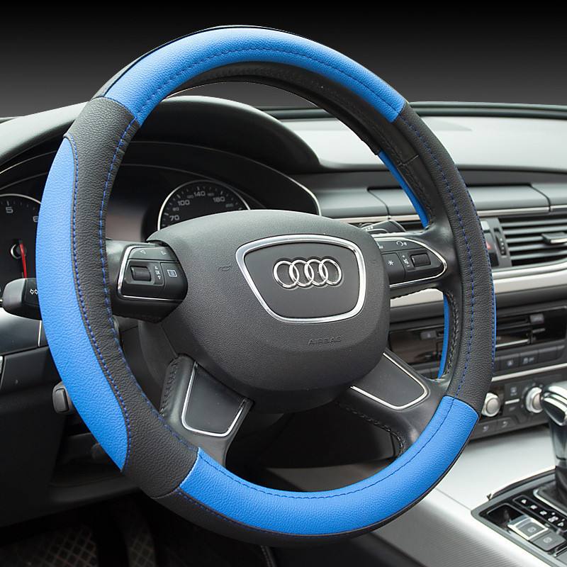 Universal 38cm Car Steering Wheel Cover Leather Car Steering Sleeve Car Accessories Auto Steering-wheel Covers Auto Upholstery