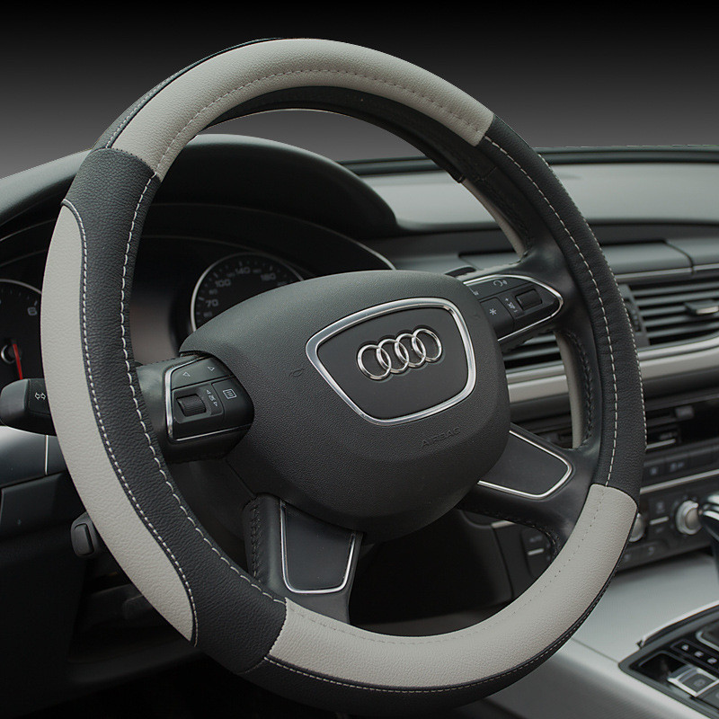 Universal 38cm Car Steering Wheel Cover Leather Car Steering Sleeve Car Accessories Auto Steering-wheel Covers Auto Upholstery
