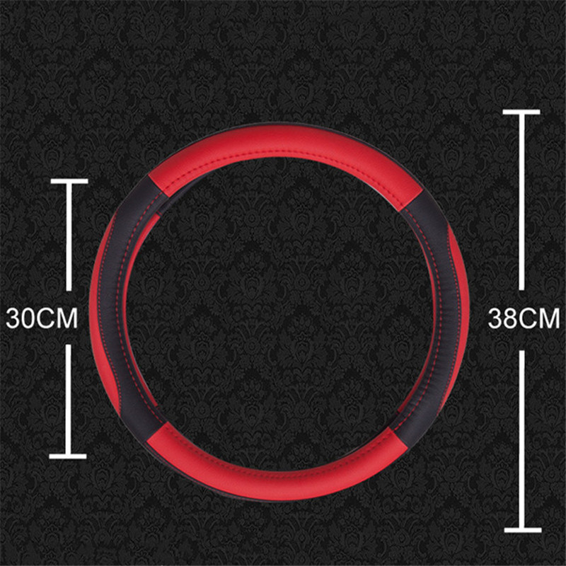 Universal 38cm Car Steering Wheel Cover Leather Car Steering Sleeve Car Accessories Auto Steering-wheel Covers Auto Upholstery
