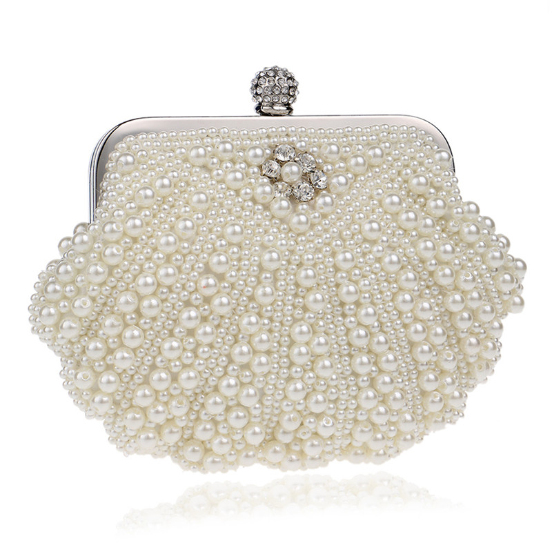 Luxury Fashion Evening Wedding Clutch Handbag Pearl Bag Dress Dinner Bags Small Purse Bridesmaid Handbag Rhinestones Wallet