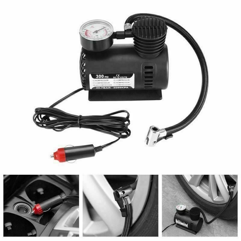 12V 300PSI Car Auto Portable Mini Electric Air Compressor Kit Ball Bicycle Car Tire Inflator Pump Pressure Gauge Car Accessories