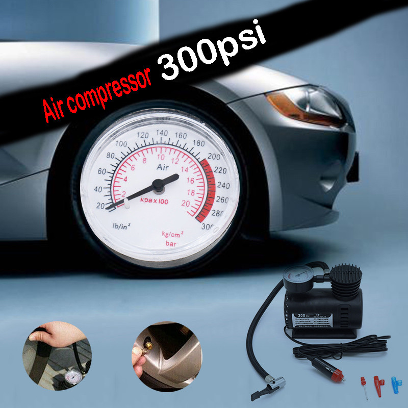 12V 300PSI Car Auto Portable Mini Electric Air Compressor Kit Ball Bicycle Car Tire Inflator Pump Pressure Gauge Car Accessories