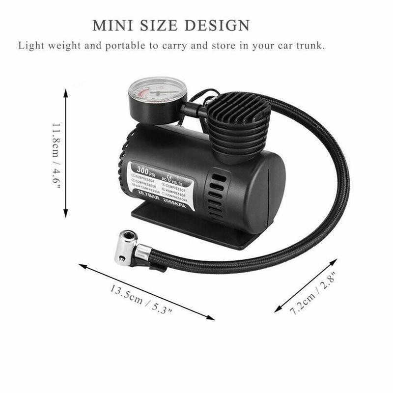 12V 300PSI Car Auto Portable Mini Electric Air Compressor Kit Ball Bicycle Car Tire Inflator Pump Pressure Gauge Car Accessories