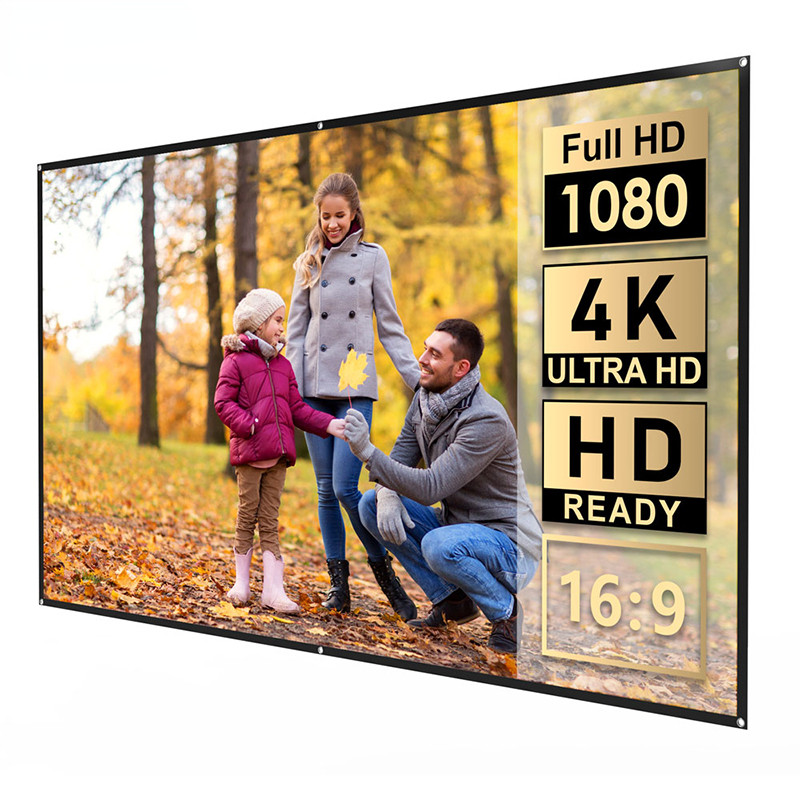 16:9 High Brightness Projector Screen 100 120 150 inch Fabric Cloth Projection Screen HD Projector Screen For Home Theater