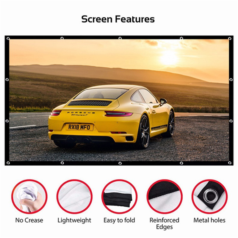 16:9 High Brightness Projector Screen 100 120 150 inch Fabric Cloth Projection Screen HD Projector Screen For Home Theater