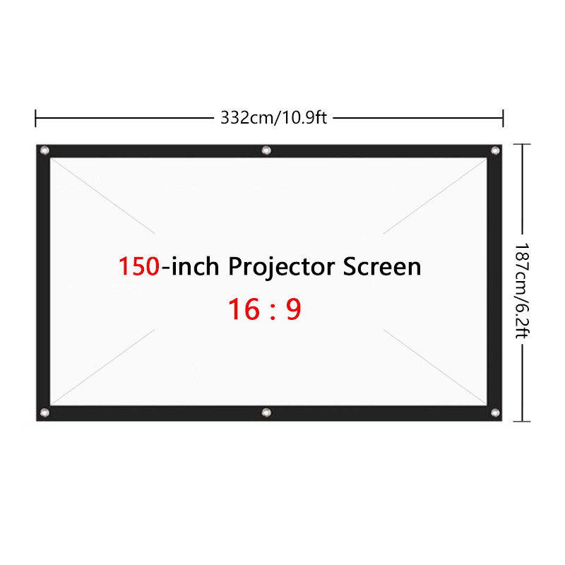 16:9 High Brightness Projector Screen 100 120 150 inch Fabric Cloth Projection Screen HD Projector Screen For Home Theater