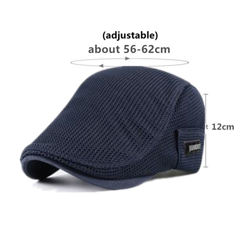 Men's Berets Summer Breathable Visor Cap Women Flat Peaked Sun Hat Net Solid Herringbone Newsboy Hats Mesh Driver Caps