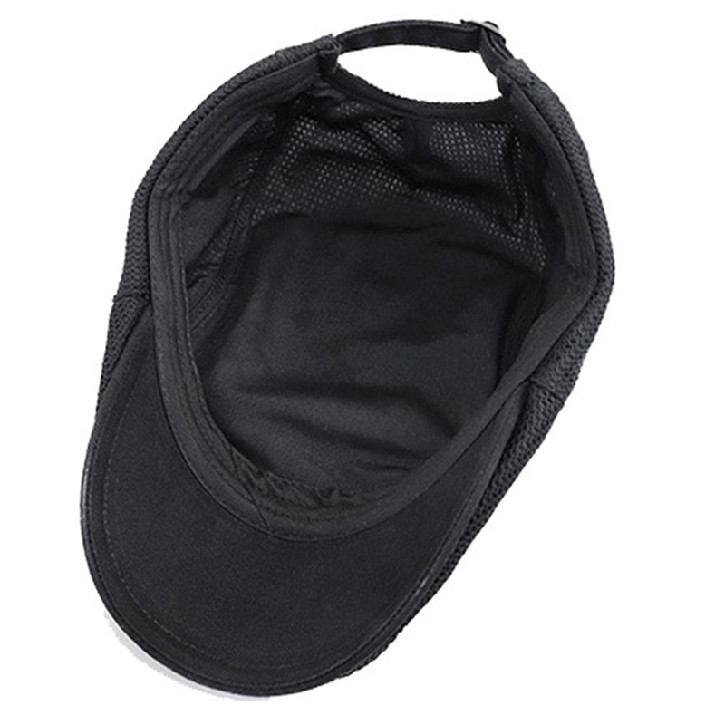 Men's Berets Summer Breathable Visor Cap Women Flat Peaked Sun Hat Net Solid Herringbone Newsboy Hats Mesh Driver Caps